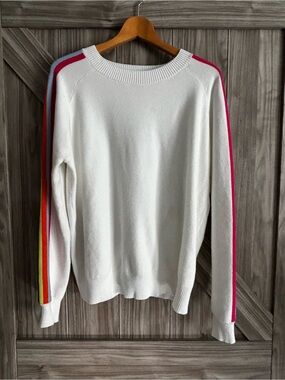 AVARA Retro Rainbow Stripe Sleeve Crewneck Sweater M Oversized Boxy